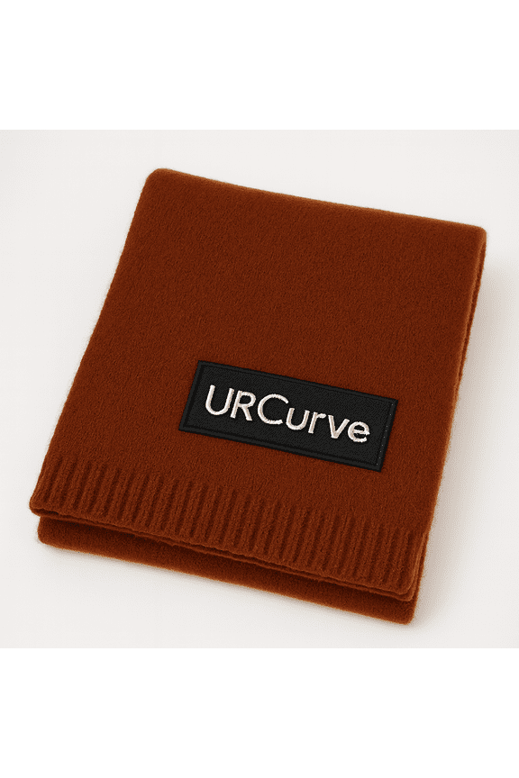 Unisex 95% Polyester Knit Winter Scarf, 47.2 x 12 Inch Soft Warm Scarf with Logo Patch and Ribbed Trim, Brown