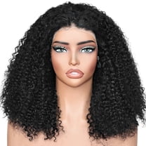 UREMY Kinkycurly Wig Human Hair 13x4 HD Lace Front Wigs Brazilian Virgin Human Hair Pre Plucked Curly Wigs for Black Women 180 Density Natural Color 18 Inch