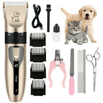 URESHIIEN Pet Dog Grooming Clippers, Cordless Grooming Trimmer Kit  ,4 in 1 Comb Universal for  Dogs and Cats,Black Gold