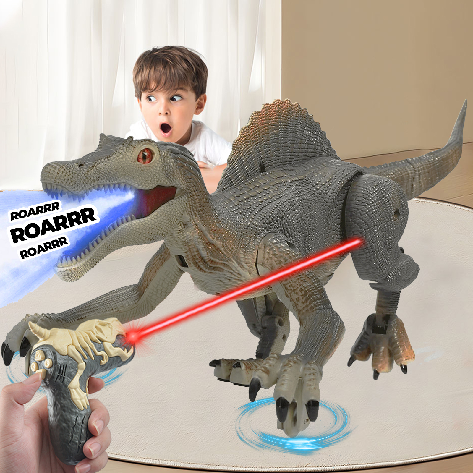 URESHIIEN Remote Control Dinosaur Toys,Spraying Light Chasing ...