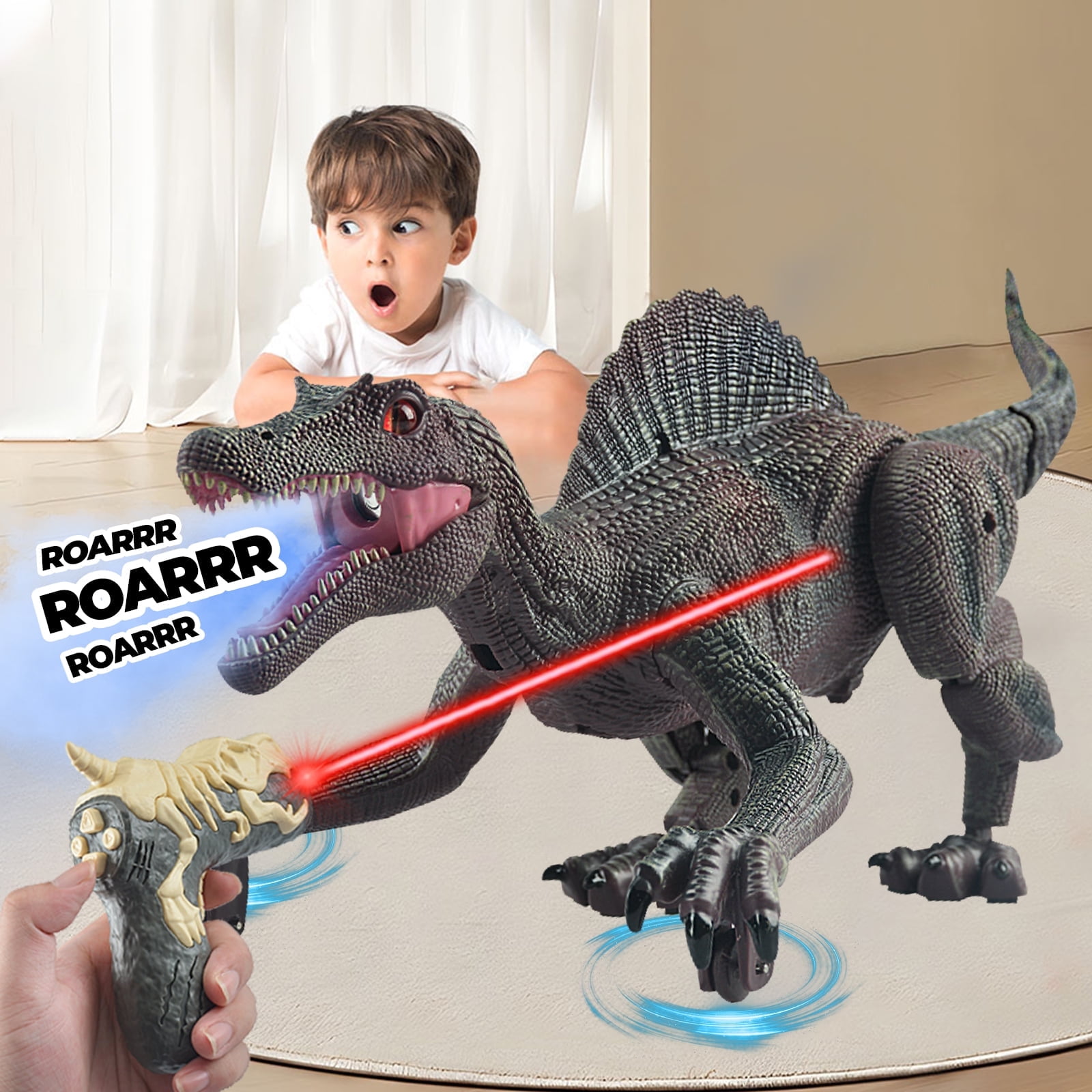 URESHIIEN Remote Light Control Dinosaur Toys,Spraying Light Chasing ...