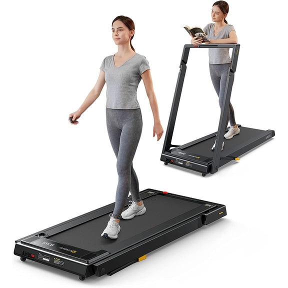 UREVO Strol 2E 2 in 1 Folding Treadmill Under Desk Treadmill with APP, 2.5HP 265 lb Capacity for Home Office