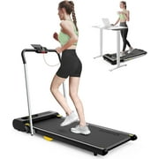 UREVO 2 in 1 Under Desks Treadmill, 5HIIT Modes Folding Treadmill with Smart Rotary Console 2.5HP 265 lbs for Home Office Gym