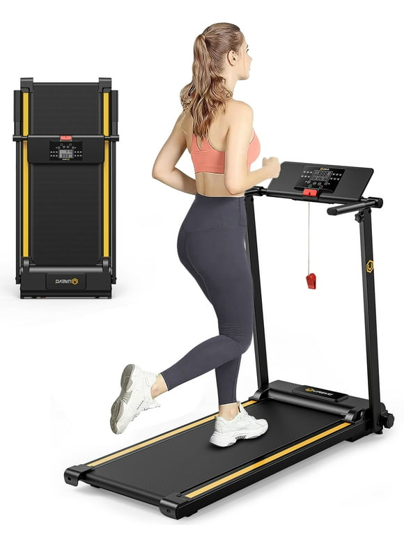 UREVO Folding Treadmill, 2.25HP Portable Mini Treadmills for Home Office, Compact Threadmill with 12 HIIT Modes, LCD Display, 265 lbs Capacity