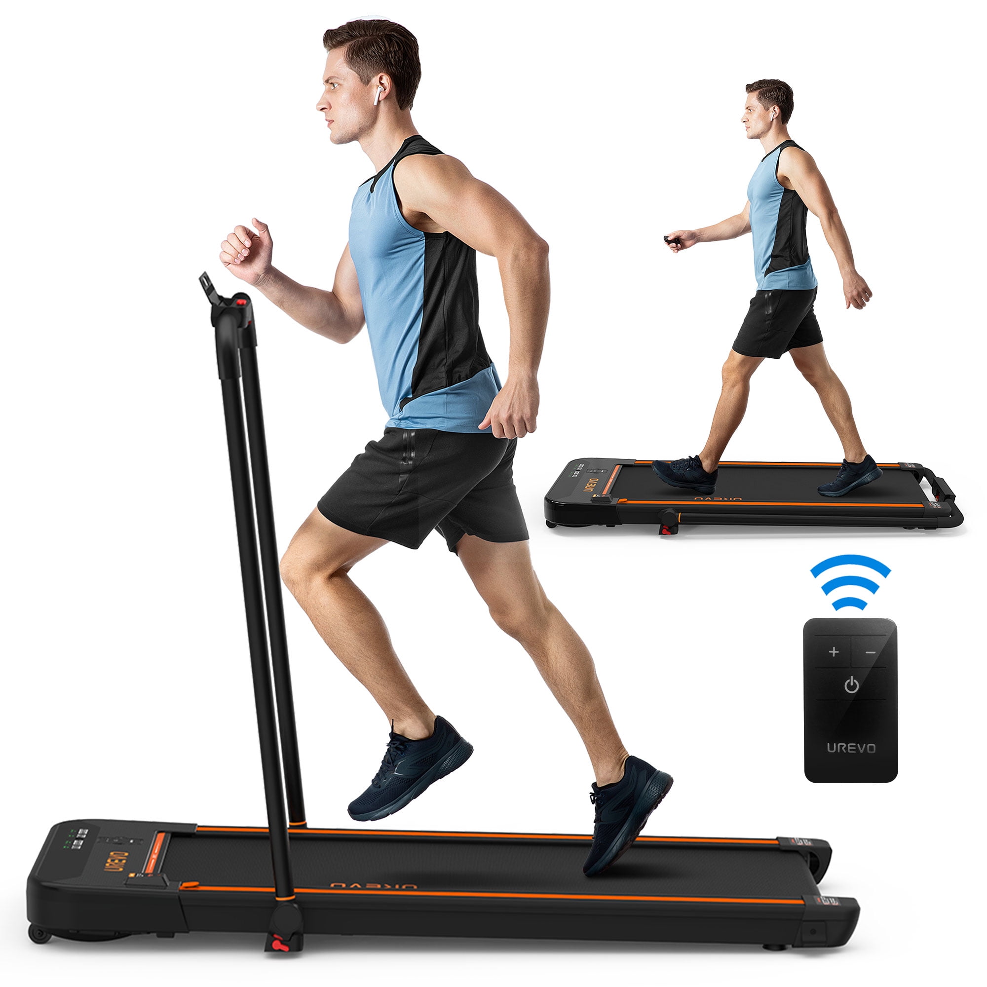 UREVO Folding Treadmill 2 in 1 Under Desks Treadmill, 2.5HP 265 lbs