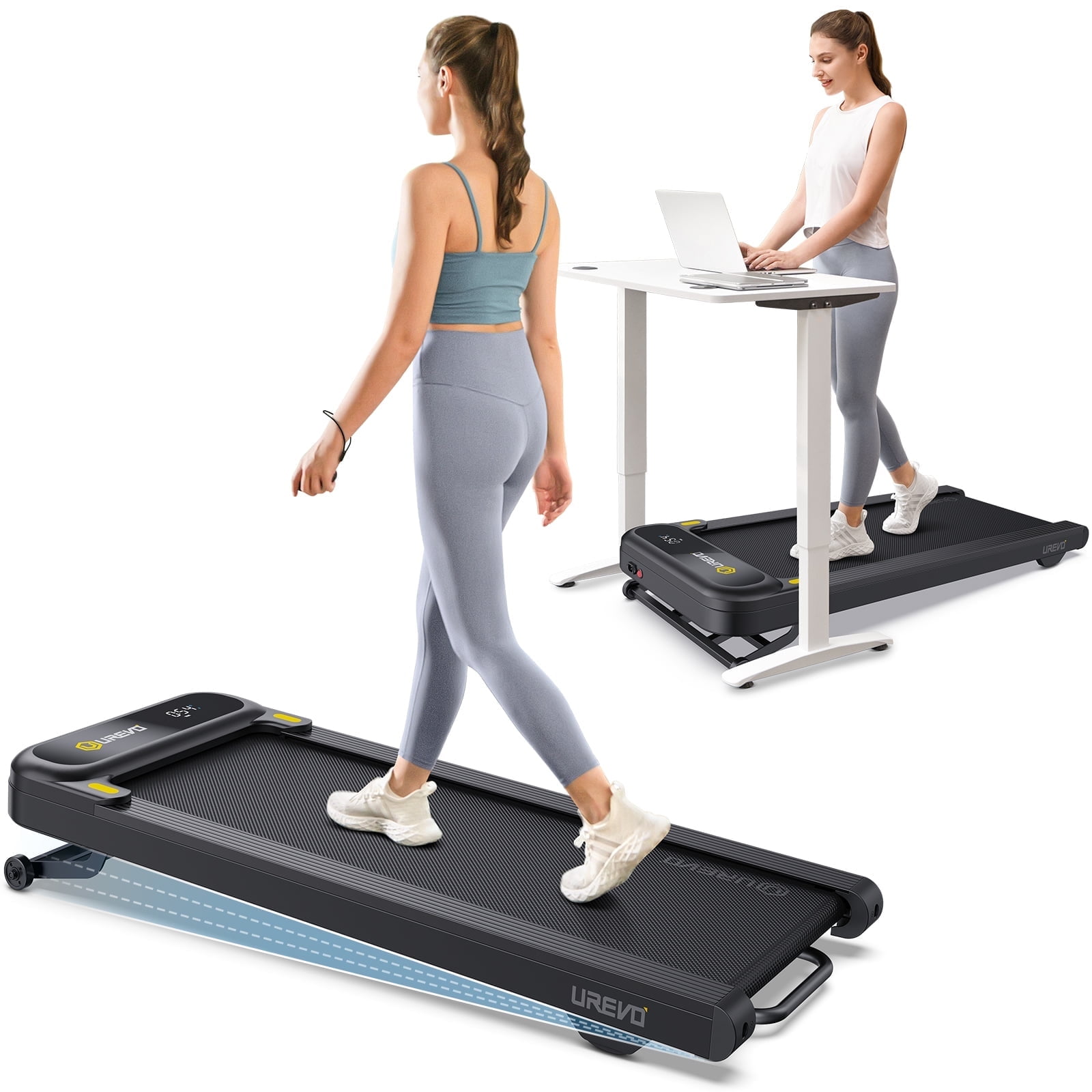 UREVO Treadmill with Auto Incline Walking Pad 9 Incline Treadmill with