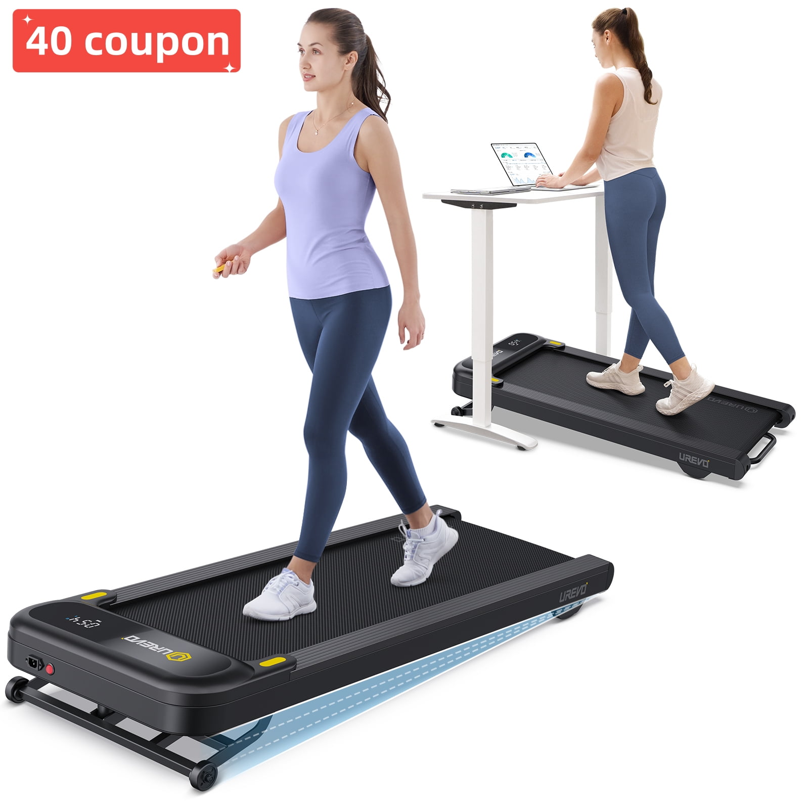 UREVO Treadmill with Auto Incline Walking Pad 9 Incline Treadmill with APP & Remote Control for