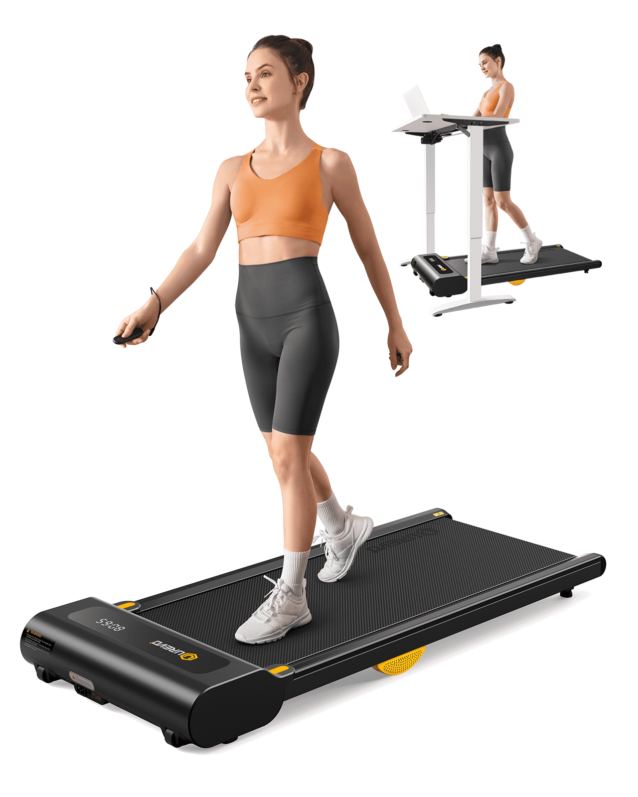 UREVO Under Desks Treadmill Walking Pad, Mini Treadmill 2.25HP 265 lb