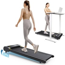UREVO Walking Pad, 3% Manual Incline Under Desk Treadmill for Home Office, 2.25HP Portable Treadmill with 265lbs Weight Capacity