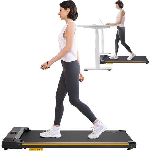 UREVO Walking Pad with APP, Under Desk Treadmill for Home Office, Portable Desk Treadmill with Double Shock Absorption Remote kklefc LED Display, 265 Lb Capacity
