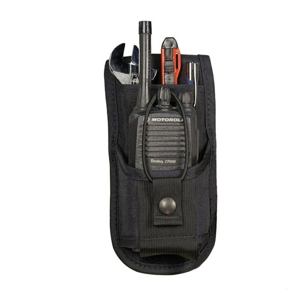 URH-801 Radio Belt Holster with Tool Pouch Also Functions as a Shoulder Holster - Adjustable Pouch Fits Radios 4-3/4" to 8-1/2" Tall - Made in USA by Holsterguy