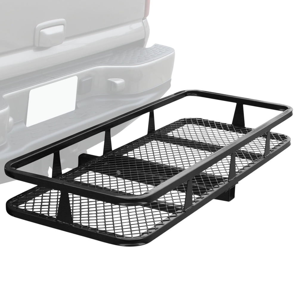URHOMEPRO Foldable Hitch Mount Cargo Carrier, Heavy Duty Trailer Hitch Cargo Carrier, Durable Cargo Rack Rear Luggage Basket Fits 2" Receiver for Car SUV Traveling Camping, 59"Lx20.5"Wx6.03"H, Q10840