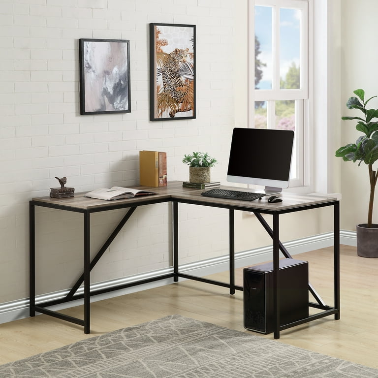URHOMEPRO L Shaped Computer Desk Office Corner Desk Writing Table