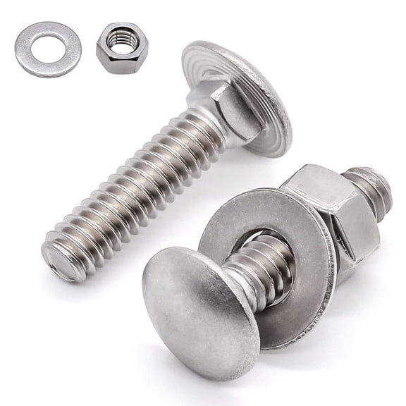 URIJDAS-1/2-13 x 1-3/4 Inch Carriage Bolt Kit, 304 Stainless Steel (18-8) with Hex Nuts & Flat Washers - 6 Sets, Round Head Square Neck, Full Thread Coverage by