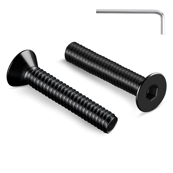 URIJDAS-1/4-20 Bolt, 1/4-20 x 2 Inch Flat Socket Head Screws 30Pcs, 304 Stainless Steel 18-8 Countersunk Bolts, Black Zinc Finish, Full Thread, with Hex Spanner