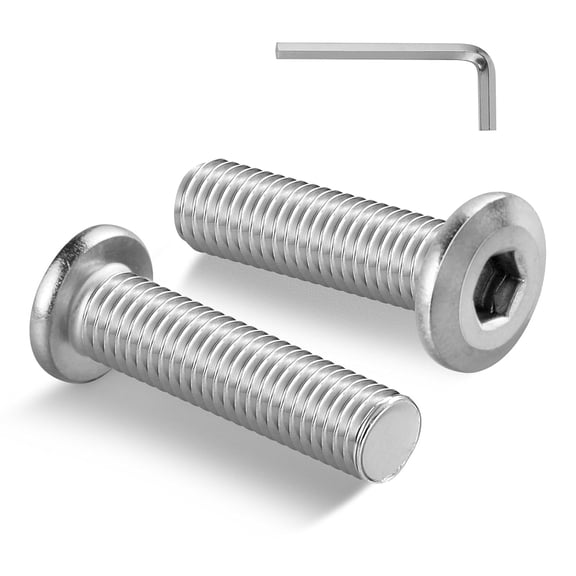 URIJDAS-1/4-20 Bolt, 100Pcs 1/4-20 x 1 Flat Head Hex Socket Cap Screws, 304 Stainless Steel 18-8 Furniture Bolts, Full Thread (with Hex Spanner)