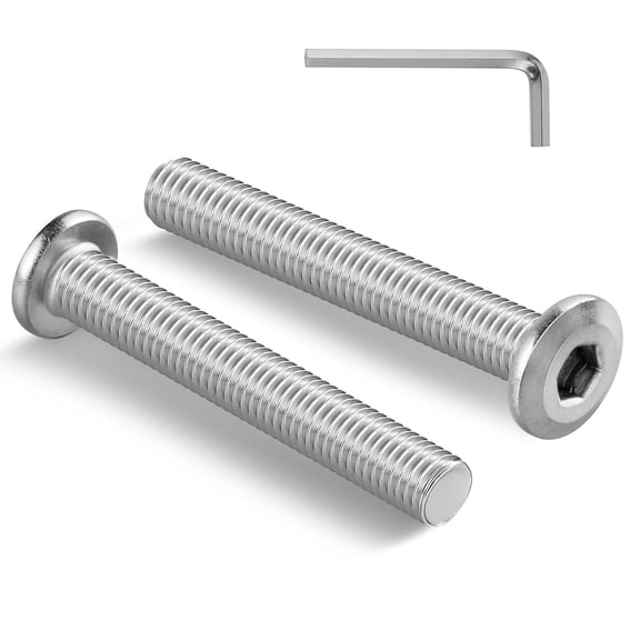 URIJDAS-1/4-20 Bolt, 30Pcs 1/4-20 x 2 Flat Head Hex Socket Cap Screws, 304 Stainless Steel 18-8 Furniture Bolts, Full Thread (with Hex Spanner)