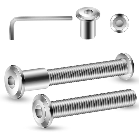 URIJDAS-1/4-20 x 1-1/2" 10Pcs Flat Head Hex Socket Cap Screws Bolts Barrel Nuts Kit, 304 Stainless Steel 18-8, Full Thread by (with Hex Spanner)
