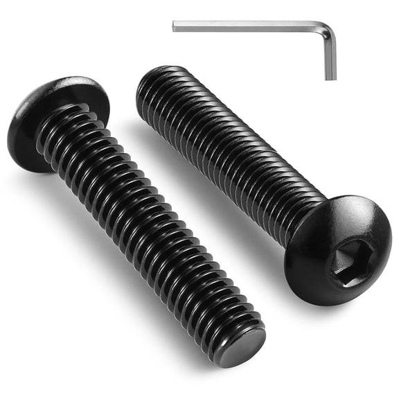 URIJDAS-1/4-20 x 1-1/2 Inch Button Head Socket Cap Bolts Screws,304 Stainless Steel 18-8,Fully Threaded,Black Zinc Plated,with Hex Spanner(30Pcs)