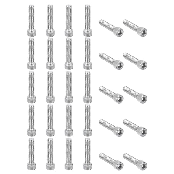 URIJDAS-1/4-20 x 1-1/8" Hex Socket Cap Head Screw Bolt, 30Pcs 304 Stainless Steel 18-8, Machine Full Thread for Construction, Manufacturing, Engineering, Assembling, Furniture