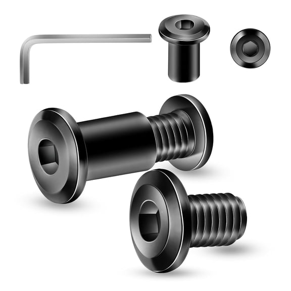 URIJDAS-1/4-20 x 1/2" 10Pcs Flat Head Hex Socket Cap Screws Bolts Barrel Nuts Kit, 304 Stainless Steel 18-8, Full Thread, Black Oxide by (with Hex Spanner)