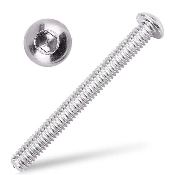 URIJDAS-1/4-20 x 2-3/4" Button Head Socket Cap Bolts Screws, 304 Stainless Steel 18-8, Allen Hex Drive, Bright Finish, Fully Machine Thread, Pack of 10
