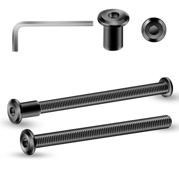 URIJDAS-1/4-20 x 3-1/2" 10Pcs Flat Head Hex Socket Cap Screws Bolts Barrel Nuts Kit, 304 Stainless Steel 18-8, Full Thread, Black Oxide by (with Hex Spanner)