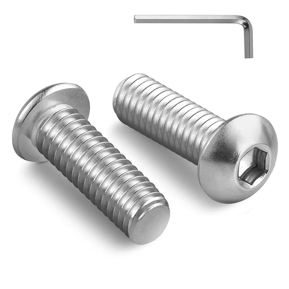 URIJDAS-1/4-20 x 3/4 Inch Button Head Socket Cap Bolts Screws,304 Stainless Steel 18-8,Fully Threaded,Bright Finish,with Hex Spanner(30Pcs)