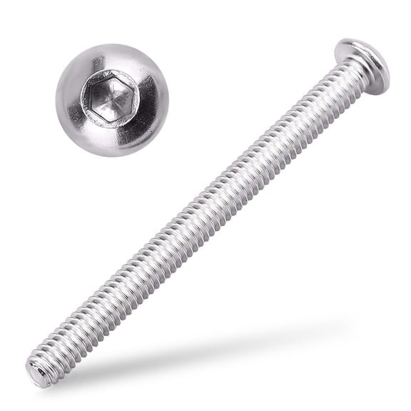 URIJDAS-1/4-20 x 3 Button Head Socket Cap Bolts Screws, 304 Stainless Steel 18-8, Allen Hex Drive, Bright Finish, Fully Machine Thread, Pack of 30