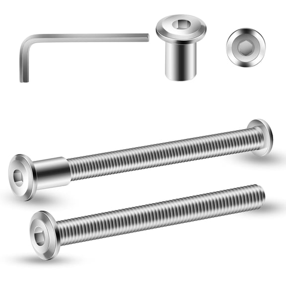 URIJDAS-1/4-20 x 3 Inch 10Pcs Flat Head Hex Socket Cap Screws Bolts Barrel Nuts Kit, 304 Stainless Steel 18-8, Full Thread by (with Hex Spanner)