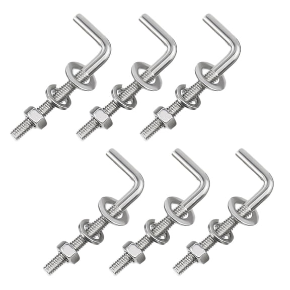URIJDAS-10 Pack M6x80mm L Shaped Foundation Bolt with Washers and Nuts 304 Stainless Steel L Shaped Bolts Threaded Right Angle Square Bend Hooks Anchor Bolts
