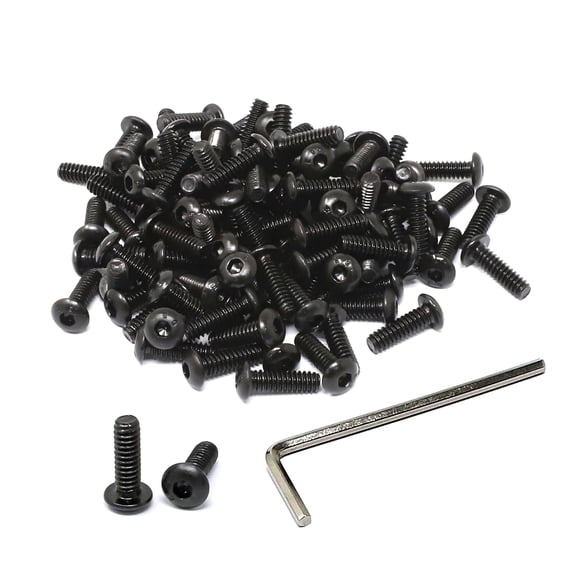URIJDAS-100 Pcs #10-24 x 5/8" Alloy Steel 10.9 Grade Hex Socket Button Head Cap Screws Bolts Kit, Black Oxide Finish