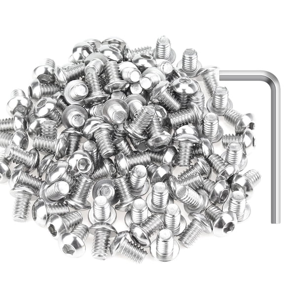 URIJDAS-100 Pieces 1/4-20 x 3/8" Button Head Socket Cap Screws Bolts, 304 Stainless Steel (18-8) Screws, Bright Finish, Fully Threaded