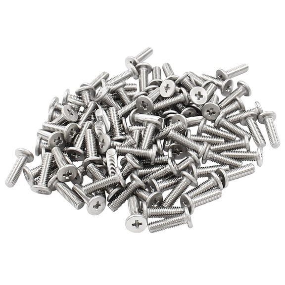 URIJDAS-100pcs M3 x 10mm Round Flat Head Machine Screws, 304 Stainless Steel Phillips Cross Drive Screw Hardware Fastener Bolts