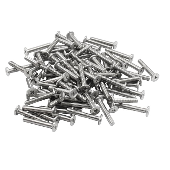 URIJDAS-100pcs M3 x 18mm Round Flat Head Machine Screws, 304 Stainless Steel Phillips Cross Drive Screw Hardware Fastener Bolts