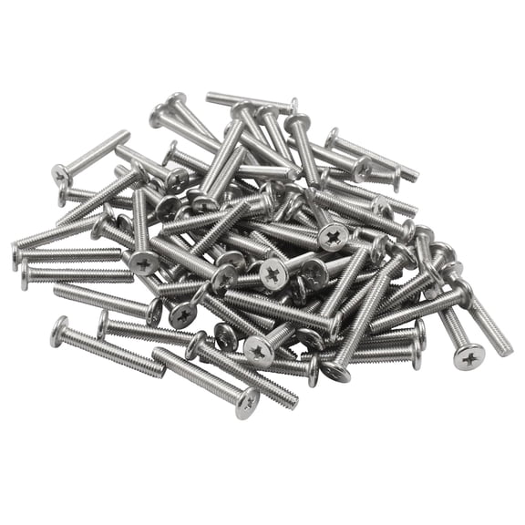 URIJDAS-100pcs M3 x 20mm Round Flat Head Machine Screws, 304 Stainless Steel Phillips Cross Drive Screw Hardware Fastener Bolts