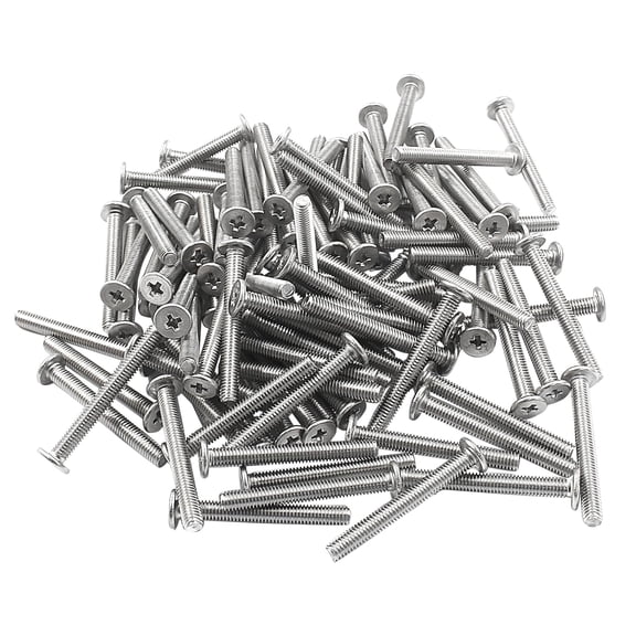 URIJDAS-100pcs M3 x 25mm Round Flat Head Machine Screws, 304 Stainless Steel Phillips Cross Drive Screw Hardware Fastener Bolts