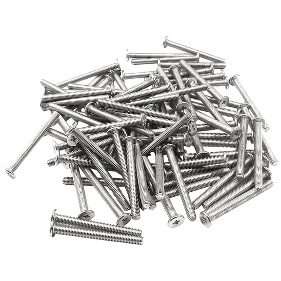 URIJDAS-100pcs M3 x 30mm Round Flat Head Machine Screws, 304 Stainless Steel Phillips Cross Drive Screw Hardware Fastener Bolts