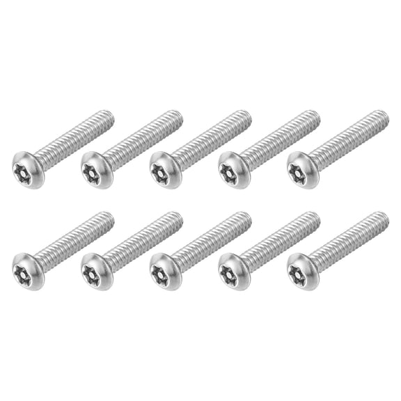 URIJDAS-10Pcs #10-32 x 3/4" Torx Security Machine Screws, 304 Stainless Steel Button Head Screws Bolt Tamper Resistant for Anti-Theft Tamper Proof, Silver