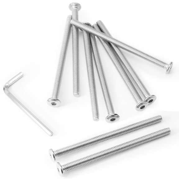 URIJDAS-12 Pack Flat Head Allen Bolts, 1/4-20 x 4 Inch Silver Socket Cap Screws Joint Connecting Bolts Countersunk Screws for Furniture, Fully Threaded