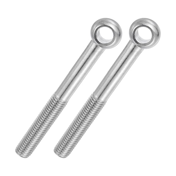 URIJDAS-2 Pcs M14x130mm Shoulder Swing Lifting Eye Bolt, 304 Stainless Steel Metric Half Tooth Thread Fisheye Eye Slip Hole Screw Rigging Bolt Metal Fasteners Screws, Silver Tone