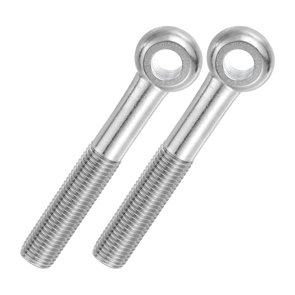 URIJDAS-2 Pcs M16x110mm Shoulder Swing Lifting Eye Bolt, 304 Stainless Steel Metric Half Tooth Thread Fisheye Eye Slip Hole Screw Rigging Bolt Metal Fasteners Screws, Silver Tone
