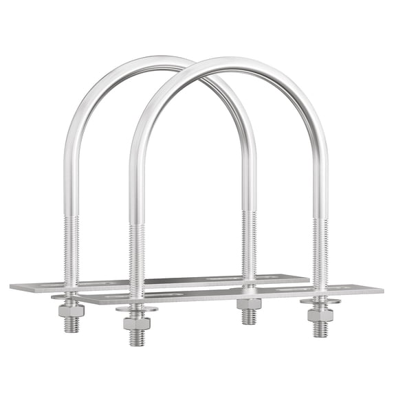 URIJDAS-2 Sets 304 Stainless Steel Round Bend U-Bolts 1.89"(48mm) Inner Width 2.68"(68mm) Length M6 with Nuts, Frame Plate, Washers, Accessories for Boat Trailer Axle Sailboat Trailer