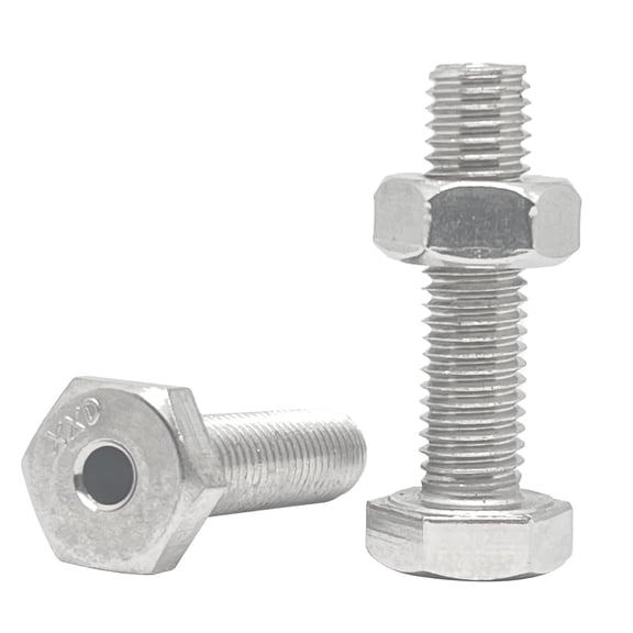 URIJDAS-2 Sets M10 x 40mm Hollow External Hexagon Screw,Cylindrical Hollow External Hexagon Bolt,304 Stainless Steel Lamp Threading Through Hole Bolt,with Hex Nuts
