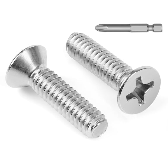 URIJDAS-25 PCS 1/4-20 x 1 Phillips Flat Head Machine Screws, Countersunk Head Machine Screw Bolts, 18-8 Stainless Steel (304), Full Thread, Bright Finish