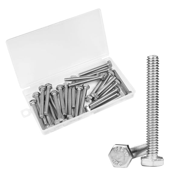URIJDAS-25Pcs 1/4-20 x 2 Hex Bolts,1/4"-20 Hex Head Cap Screws Hexagon Bolts, 304 Stainless Steel, External Hex Drive, UNC Coarse Thread Fully Threaded