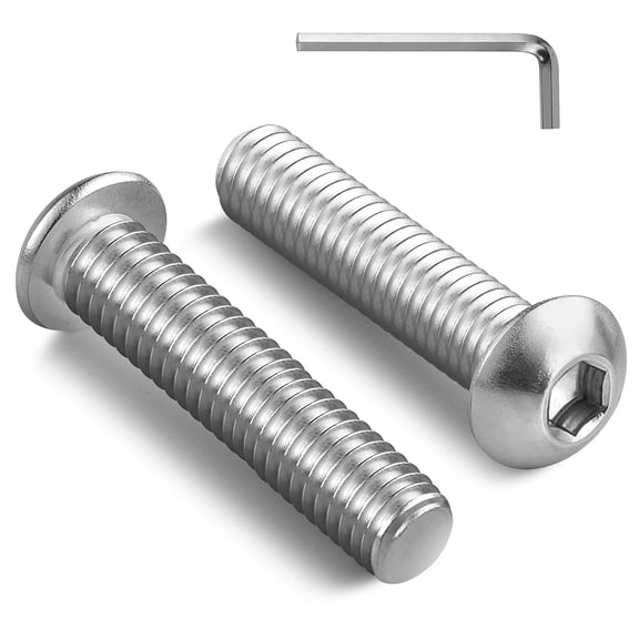 URIJDAS-3/8-16 x 1-1/4 Inch Button Head Socket Cap Bolts Screws,304 Stainless Steel 18-8,Fully Threaded,Bright Finish,with Hex Spanner(20Pcs)