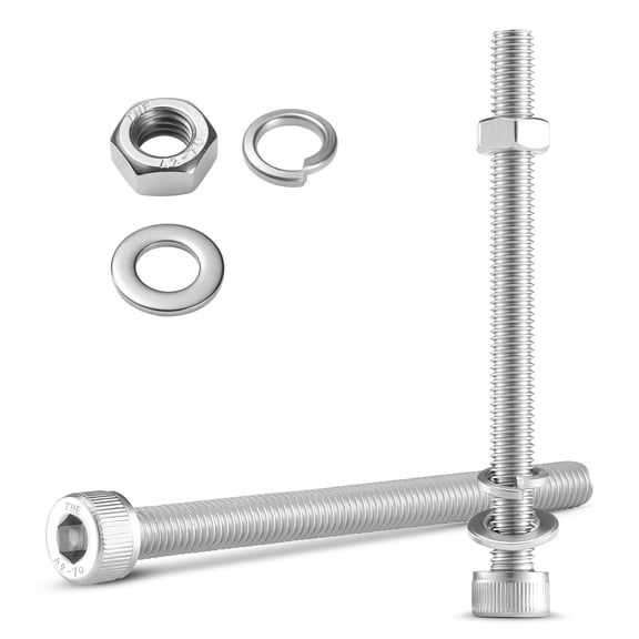 URIJDAS-(30 Sets) M5 x 55mm Hex Socket Head Cap Screws Bolts and Nuts, Flat & Lock Washers Kits, 304 Stainless Steel 18-8, Allen Socket Drive,Bright Finish, Full Threads,with Hex Spanner