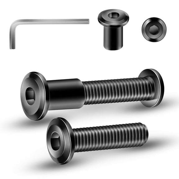 URIJDAS-5/16-18 x 1 Inch 20Pcs Flat Head Hex Socket Cap Screws Bolts Barrel Nuts Kit, 304 Stainless Steel 18-8, Full Thread, Black Oxide by (with Hex Spanner)