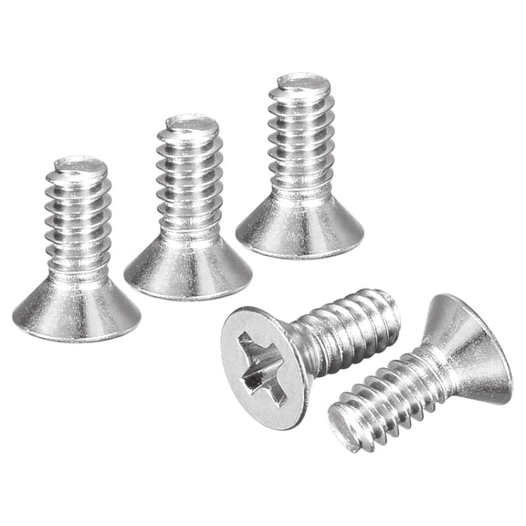 URIJDAS-#5-40x1/4 Flat Head Machine Screws - 100pcs - Good for Furniture and Machinery - 304 Stainless Steel Phillips Machine Screws Bolts - Silver